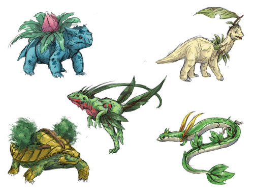 shogunofyellow: Realistic Pokemon Sketches: Grass Type [source]