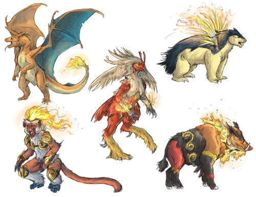 shogunofyellow:Realistic Pokemon Sketches: Fire Type[source]