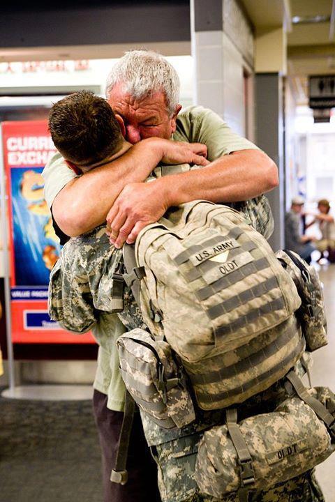 lovewillbethere:  theonehecamehometo:  tnsouthernsweetheart:  Pictures on here always show soldiers and their girlfriends but this is the first time I’ve seen a father and son, and it’s such an amazing picture   