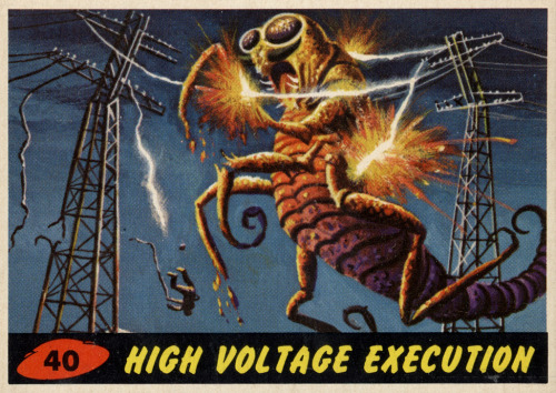 A few of the original Mars Attacks bubble gum trading cards from 1962.