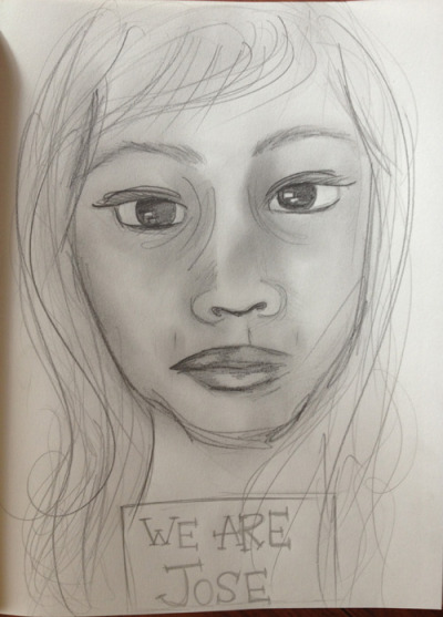 Pencil sketch of one of Jose’s daughters by C. gloriosa superba. She’s a Canadian citizen, and she doesn’t want her family to get deported for no reason.