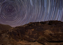untamedabyss:   Teimareh Petroglyphs and Star Trails  NASA - July 12, 2012 