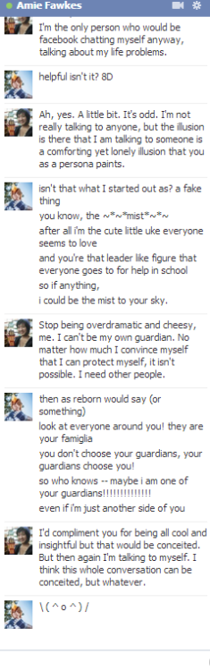 ratbunnyamie:  FB chatting feat. me talking to myself like a loser  Literally Amie’s ramblings to herself