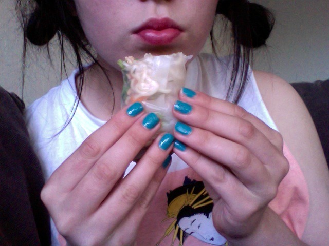 gloombaby:  rice paper rolls are yummo