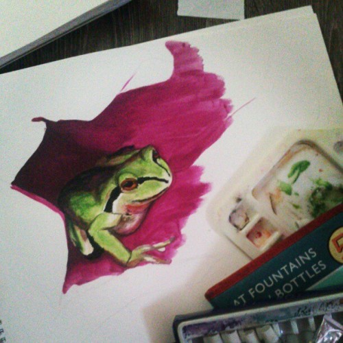 The start of my #frog #painting #art #watercolour #gouache