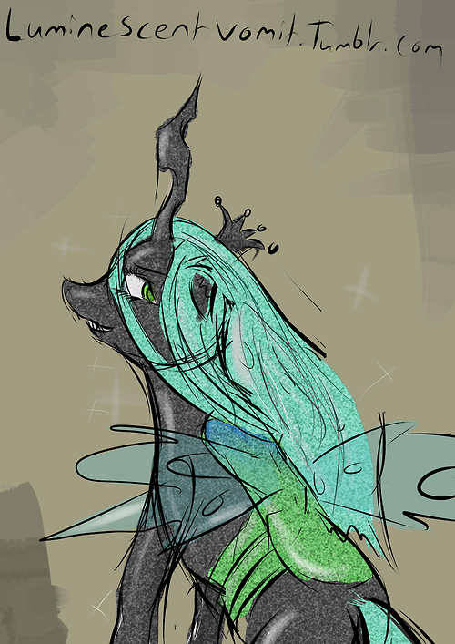 Look, I actually managed to draw a whole pony this time! Sorry for non-smut, though.  The challenge was to draw Chrysalis as a crystal pony, I kinda tried to make her holes look as fractures in the crystal, didn’t really came out like I imagined
