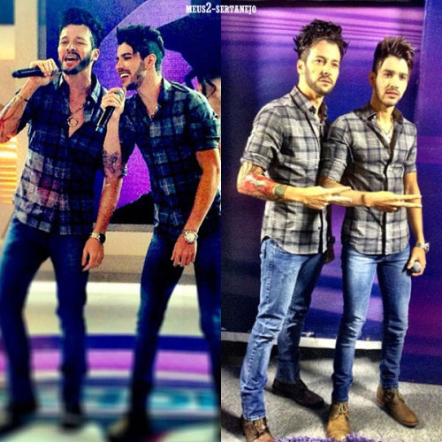  Gusttavo Lima e Rodrigo Faro na gravação do Dança Gatinho. 