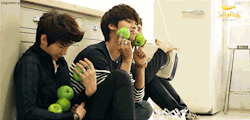 cookiesnminhyuk:  Leo, N, and their apples.