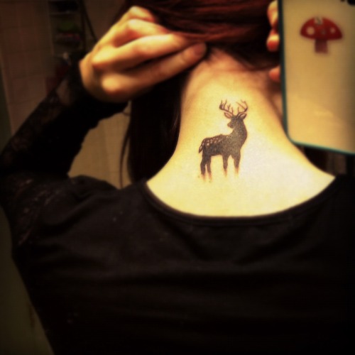 fuckyeahtattoos:  Drew a little deer and decided to make him mine forever:)Done by Spider at T Cats in Flint, Michigan. www.alliegat0r.tumblr.com  