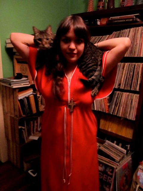 mariannavermiglio:  Me and my cat and the record wall. 