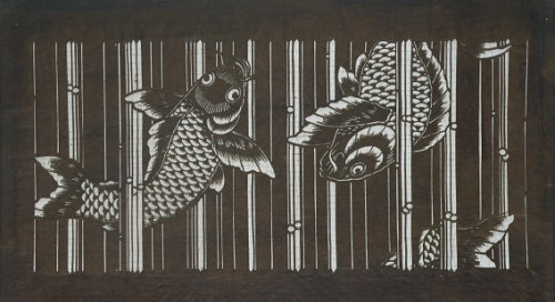 &lsquo;Katagami&rsquo; (stencil), 19th century, Japan.  &quot;Stencils are used in 