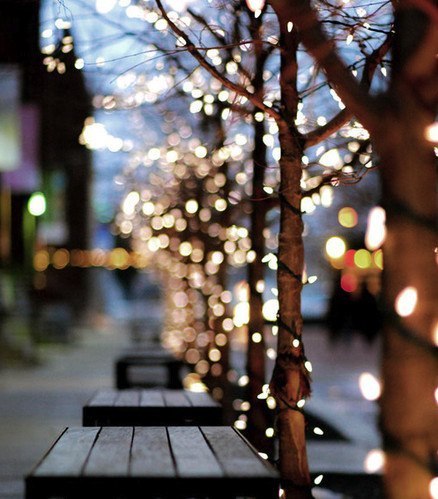 an empty street under a light