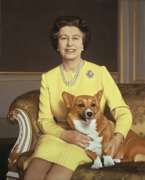 Queen Elizabeth IIBy Michael LeonardAcrylic on cotton duck, 1985-1986This portrait shows the Queen w