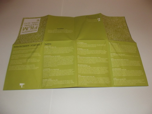 A proposal for the Norwich Film Festival leaflet guide - a fold out format that shows all of the nec