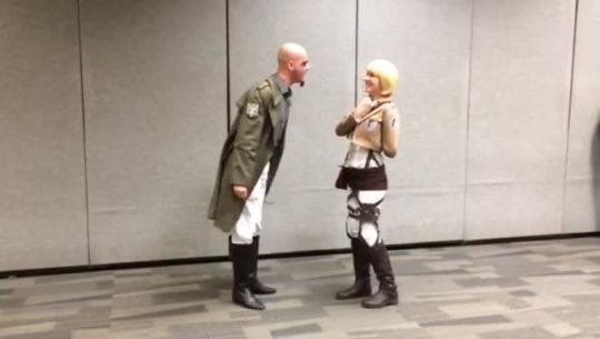 stoned-levi:  twodoorcinemafan:  THEY DID IT THEY REENACTED ABRIDGED ON TITAN   I’M