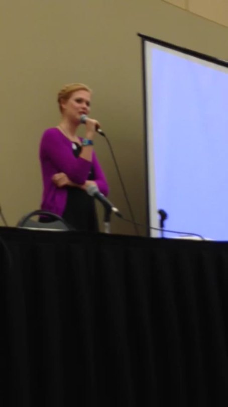 brighterspark24:  Video evidence of Janet Varney (voice of Korra) saying how she ships Korrasami (near the end when she was talking about how Asami is a nonbender but still is awesome I held up my handmade equalist glove which is what she is pointing