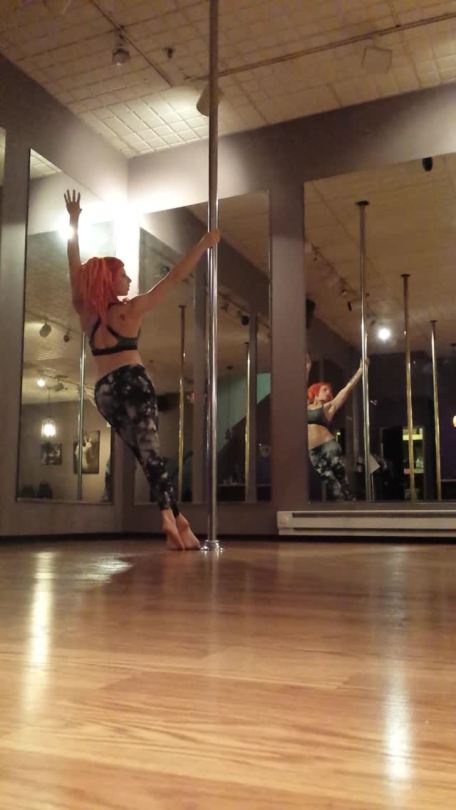 squeakmachine:  Some big pole spins to cool down after teaching aerials classes.   www.awakeningspolefitness.com
