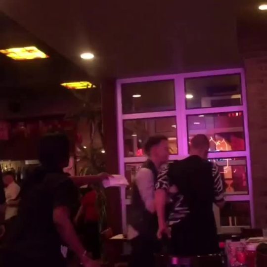 commongayboy:  Gay bashing at Chelsea Dallas BBQ in New York. Aside from the graphic violence they were also called faggots. This is why LGBT couples live in fear when we go out in public. We can’t hold hands or show any bit of affection without fear