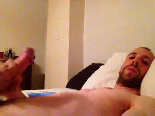 gaycumdumps:  Bearded Guy with Big Cock Jerking &amp; Self-Facial - Watch More