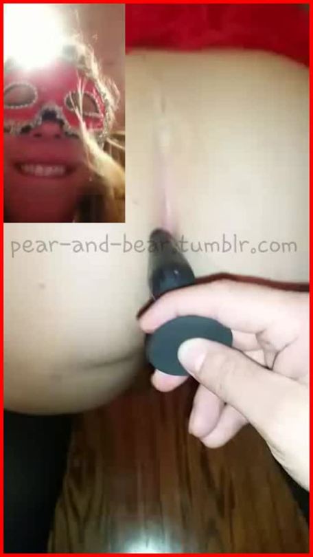 pear-and-bear:  double pov video/audio synch - my view plugging her sexy, tight ass with a toy, and her face cam reaction. she is very shy and unsure, yet willing, despite her inexperience with anal play - as you can see from this video. I just think