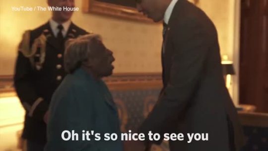 weloveshortvideos:  106-year-old woman has priceless reaction meeting Pres. Obama and First Lady.
