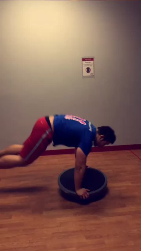 c-bassmeow:This is a variation of bosu ball burpies. They’re intense and super