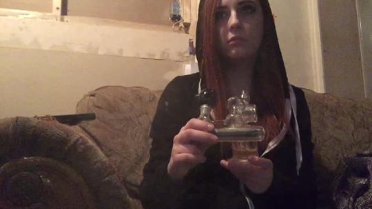 Smoking a silly little bong