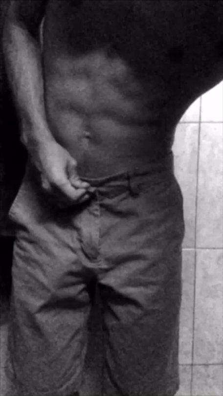 sexandshowoffs:  Skinny hung stud is back. 