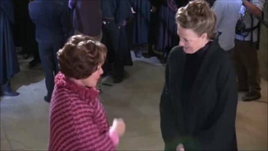 hogwartsfansite:  breaktotheotherside:  chelsie-carson:  wheresoulsreside:  just watch this.  “blablabla, disloyalty” “oooh!”  *giggling adorably together*  I so adore these two women … and in these roles!  I love how both almost loose it