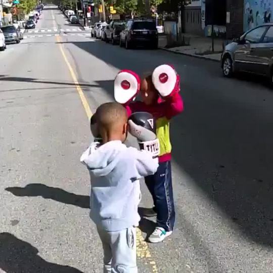 seemeflow:  Two lil men Practicing Their Boxing Skills