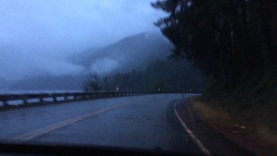 gatheringbones:this is from last year, this was a dusk drive back from Forks around Lake Crescent, Nina Simone is singing Black Is The Color Of My True Love’s Hair, I’m exhausted and wet and happier than I’ve ever been, the rain is coming down in