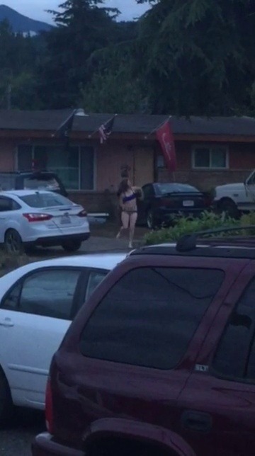 When we are at the neighbors and dare the roomy to run across the road in her underwear