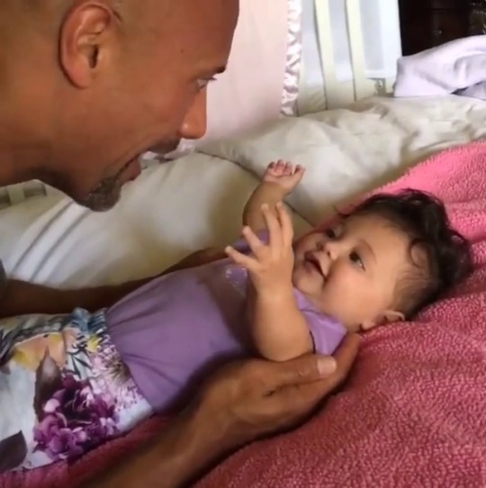 ahighlyfunctioningfangirl:  sideniggaparalegal:  accras:  The Rock playing with his baby girl Jasmine [X]  This is so pure  Jasmine “Pebble” Johnson 