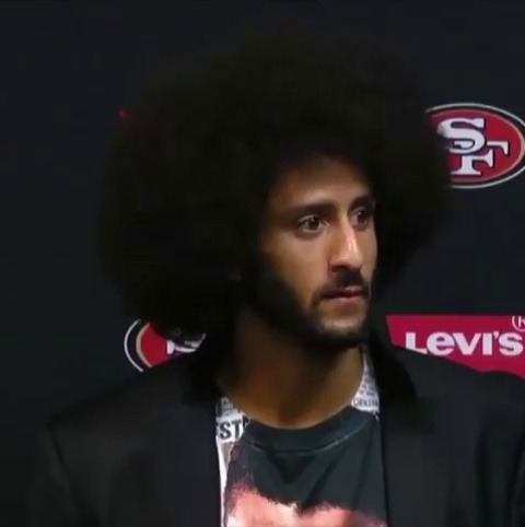 kinghispaniola:  the-real-eye-to-see:    “I don’t understand what’s un-American about fighting for liberty and justice for everybody.” - Colin Kaepernick     Never stop to fight against police brutality!    Calm and collected ! With the clapbacks