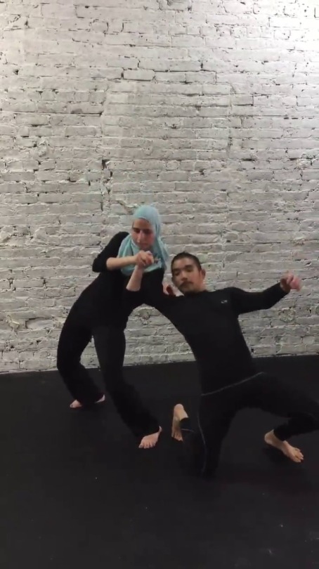 aishawarma:  Learn to defend against a bigot grabbing your hijab from behind! In this post-election hate-crime spike, self defense is more important than ever. Practice this move until it becomes muscle memory and teach your body to react before thinking.