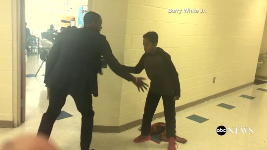 abcnews:North Carolina teacher has personalized handshakes with each of his students.