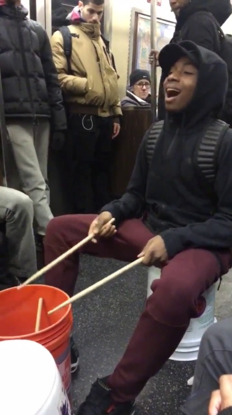 black-to-the-bones: NYC Teen went viral with his bucket banging mashup of hits and