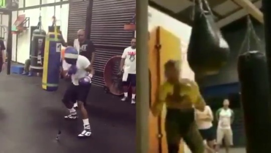 kingjaffejoffer:  Side by side footage of Mayweather and McGregor training