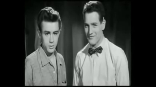 smatter: elusive-evanescence:   skylikethat: James Dean and Paul Newman’s incredibly iconic sexual tension filled screen test for East of Eden.  All these ugly straight people laugh when I tell them James Dean was queer 💅🏼   I can’t believe
