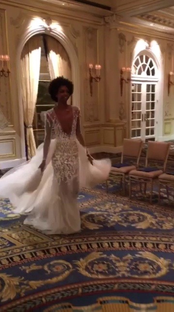 triplegoddesss: Me, being a Princess, running in my Berta Bridal dress 😝