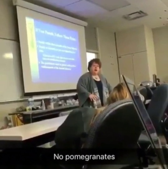 africanvoodoochild:  rhiannon-a-christy: thatgirlwiththememes:  Pomegranates  For those that don’t know and think this woman is being mean. This is Jane, she was my psychology professor for two semesters, and this whole thing is about how not to teach