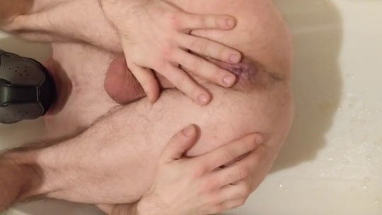 kinkerpup0:Pushing daddy’s piss from my pup hole!