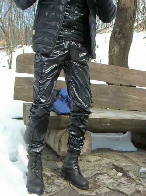 romanazimov:R@ZZ Pants: sensual (thin) wear, shiny nylon cargo pants by Roman Azimov