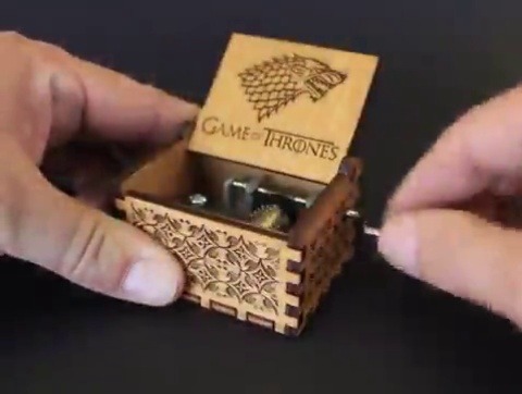 urbnbullshitters:    Original handcrafted wood music box. Just turn the handle and it will play this well-known tune from the Game of Thrones.  This music box makes a great gift for any music lover.  Check them out HERE 