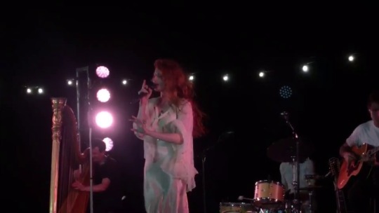 sweepmoon:Florence and the Machine at last night’s Spotify event in Brooklyn. As Florence began to sing Sky Full of Song a literal storm began to hit, she never faltered and embraced the storm.