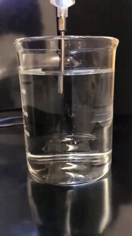 in-heavens-trenches: sixpenceee:   Luminol-based ECL reagent injected in a solution containing 10% bleach. Via cyan1618.  More interesting science posts here: @sixpenceee    What. Did I just witness.  