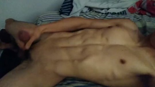 simplyhunks:  Beautiful body, nice cock, creamy cum shot straight boy strokes and unloads. 