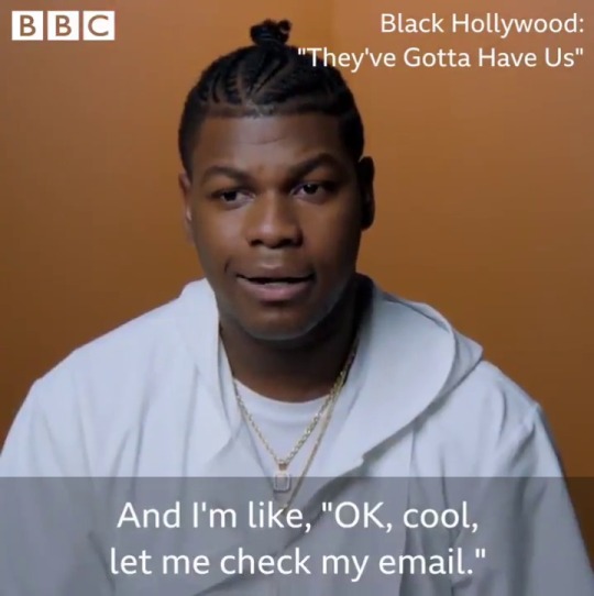 sleemo:  “J. J. Abrams wants to see you!” This animation shows how @JohnBoyega got his role in #StarWars! This clip is from an upcoming episode of Black Hollywood: ‘They’ve Gotta Have Us’ airing on BBC Two tonight at 9PM. 