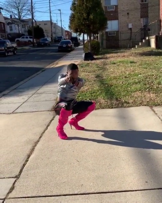 blackqueerblog:  This dance teacher went viral for doing cartwheels in pink thigh-high