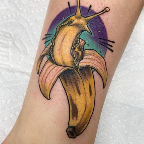 Banana slug tattoo at UCSC parade  Tattoos Ear tattoo Behind ear tattoo